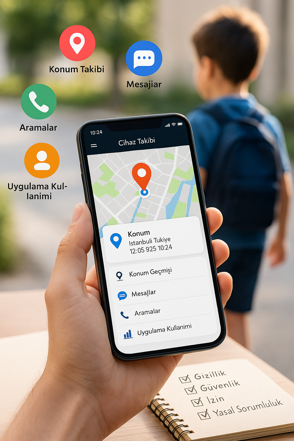 telefona yüklenen takip programı